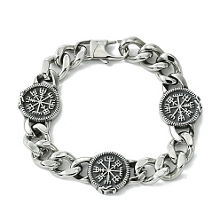 Античное Серебро 304 кубинские плоские браслеты-цепочки из нержавеющей стали с круглыми звеньями для женщин и мужчин, античное серебро, 8-1/2 дюйм (21.5 см)