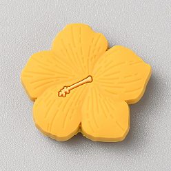 (932FM) Темно-синий аква-матовый с подкладкой Цветочные пищевые экологически чистые силиконовые фокусные бусины, темно-золотистые, 29x31x9 мм, отверстие : 2 мм