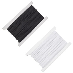 Gemischte Farbe Flache elastische Gummikordel / -band, Gewebekleidungsnähzubehör, Gemischte Farbe, 3 mm, ca. 30 m / Packung, 2 Farben, 1 Tasche / Farbe, 2bags / set