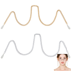 Platinum & Light Gold 2 шт. 2 цвета сплава витые цепочки для носа цепочки для лица с каплевидной пластиковой имитацией жемчуга, цветочный белый, платина и светлое золото, 635x6 мм, 1 шт / цвет
