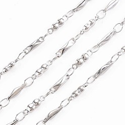 Stainless Steel Color Non-Tarnish 201 Stainless Steel Rectangle & Oval Link Chains, Soldered, Stainless Steel Color, 8x2x2mm, about 3.28 Feet(1m)/Strand