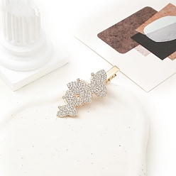 Бабочка Позолоченные металлические заколки для волос из кожи аллигатора с хрустальными стразами, блестящие аксессуары для волос для девочек и женщин, бабочка, 65x30 мм