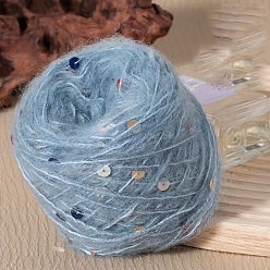 Светло-Голубой Мохеровая пряжа с пайетками, для ткачества, вязание крючком, Небесно-голубой, 1.5 мм, около 50г/моток