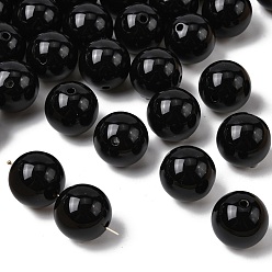 Черный Имитация нефритовые четки акриловые, круглые, чёрные, 20 мм, Отверстие : 2 мм , около 108 шт / 500 г