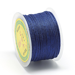 Средно-синий Нейлоновые нити, Миланские шнуры / витые шнуры, светло-синий, 1.5~2 мм, около 54.68 ярдов (50 м) / рулон