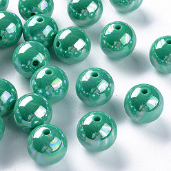 Средний Аквамарин Непрозрачные акриловые бусины, с покрытием AB цвета, круглые, средний аквамарин, 20x19 мм, отверстие : 2~3 мм, Около 111 шт / 500 г