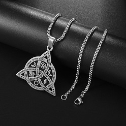 Нержавеющая Сталь Цвет Узел викингов трискелион 201 ожерелья из нержавеющей стали для мужчин, цвет нержавеющей стали, 23.62 дюйм (60 см)