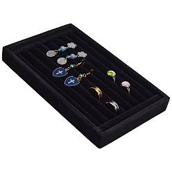 Black Velvet Finger Ring Display Frame, Rectangle, Black, 22.5x14.5x3cm