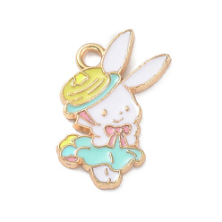 Разноцветный Подвески из эмали и сплава, золотой свет, очарование кролика, красочный, 19.5x14x1 мм, отверстие : 2 мм