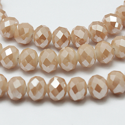 Белый Навахо Гальванические стеклянные бусины, имитация нефрита, с полным покрытием цвета радуги, граненые, рондель, навахо белый, 3x2 мм, отверстие : 1 мм, около 165~169 шт / нитка, 15~16 дюйм (38~40 см)