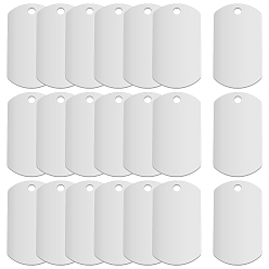 Нержавеющая Сталь Цвет 25 шт. 201 штампованные пустые бирки из нержавеющей стали, прямоугольный шарм, анти-тускнение, цвет нержавеющей стали, 35x19.5x1 мм, отверстие : 2.8 мм