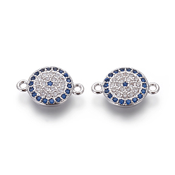 Платина Латунные микро проложить кубических ссылки циркония, без свинца и без кадмия, плоские круглые / глаз, платина, 9x13.5x2.4 мм, отверстие : 1 мм