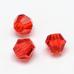 Red Imitation 5301 Bicone Beads, Transparent Glass Faceted Beads, Red, 4x3mm, Hole: 1mm, about 720pcs/bag