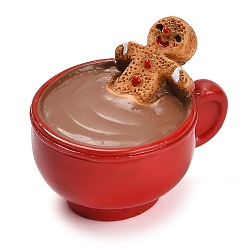 Food Кабошоны из непрозрачной смолы с рождественской тематикой, кофе, 17x21x16 мм