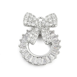 Платина Кубический цирконий из латуни со стеклянными подвесками, без кадмия, без никеля и без свинца, бантом прелести, платина, 19.5x15.5x6 мм, отверстие : 1.4 мм