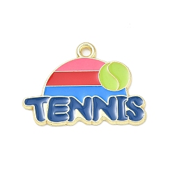 Word Tennis Alloy Enamel Pendants, Golden, Word Tennis Chamrs, 18x25x1mm, Hole: 1.8mm