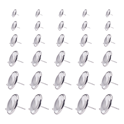 Edelstahl Farbe Diy Schmuck, 304 Edelstahl-Bolzenohrring Entdeckungen, mit transparenten Glascabochons, Edelstahl Farbe, 21x18x2 mm, Bohrung: 1.5 mm, Stift: 0.8 mm