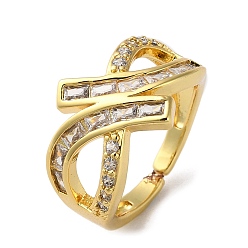 Настоящее золото 18K Покрытие стойки латунные циркониевые открытые манжеты, бесконечность, без кадмия и без свинца, реальный 18 k позолоченный, внутренний диаметр: 17.6 мм