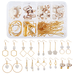 White DIY Earring Making Kits, Including Mixed Shapes Synthetical Turquoise, 
Alloy Linking Rings & Pendants, Brass Linking Rings & Cable Chains & Earring Hooks, Iron Pins, White