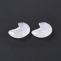 White Opaque Acrylic Bead, Glitter Powder, Moon, White, 33.5x25x17mm, Hole: 2mm, 100pcs/500g

