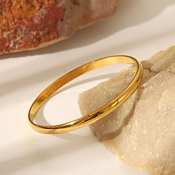 Настоящее золото 18K Элегантные 304 простые браслеты из нержавеющей стали для женщин, реальный 18 k позолоченный, внутренний диаметр: 2-3/8 дюйм (6 см)