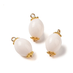 Желтая Старая Ткань  Акриловые подвески, с медными петлями, овальные, старое кружево, 19.5x10.5 мм, отверстие : 1.8 мм