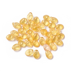 Золотистый Стеклянные прелести, овальные, золотые, 8x6x4 мм, отверстие : 1 мм