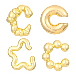 Золотой 4шт. регулируемые серьги-манжеты из пластика ccb, звезда и круг и С-образный, золотые, 24x22x8.5 мм