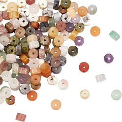 Mixed Stone 160Pcs 10 Style Natural Mixed Gemstone Beads, Heishi Beads, Flat Round/Disc, 4~4.5x2.5mm, Hole: 0.7mm, 16pcs/style