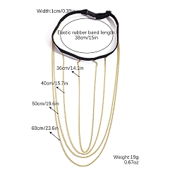 Золотой Четырехслойная цепочка из богемского сплава на бедро и ногу, эластичные эластичные украшения для тела для женщин, золотые, 14-1/8~23-5/8 дюйм (36~60 см)