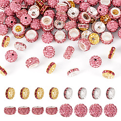 Mixed Color 120Pcs 4 Styles Pave Disco Ball Beads, Polymer Clay Rhinestone Beads, Mixed Color, 10~12x3.5~10mm, Hole: 1.5~5mm, 30pcs/style