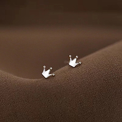 Crown Сплав серьги для женщин, с 925 стерлинговым серебром, корона, 14.5 мм