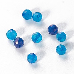 Blau Natürliche Achat Perlen, gefärbt und erhitzt, facettiert, Runde, Blau, 5 mm, Bohrung: 1 mm