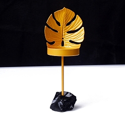 Лист Металлические подсвечники, с натуральными обисидиановыми подвалами, лист, 170x70 мм