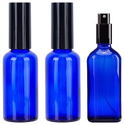 Blue Glass Essential Oil Empty Spray Bottles, with Plastic Lid, Blue, 3.7x12.2cm, Capacity: 50ml(1.69fl. oz)