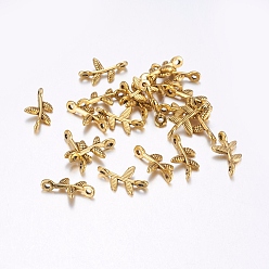 Античное Золото Соединительные элементы в тибетском стиле, без кадмия, без никеля и без свинца, филиал, античное золото , 17x9.5x3 мм, отверстие : 1 мм