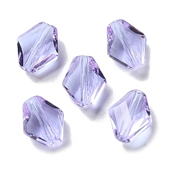 Лиловый К 9 стекло, имитация Австрийские кристаллические шарики, граненые, ромб, сирень, 10x8x4 мм, отверстие : 1.4 мм