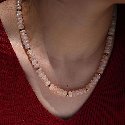 Dark Salmon Glass Rondelle Beaded Necklaces with Alloy OT Clasps for Women, Golden, Dark Salmon, 17.72 inch(45cm)