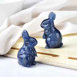 Синий Авантюрин Окрашенный и нагретый натуральный синий авантюрин для украшения дома, 3 d кролика, 22x40 мм