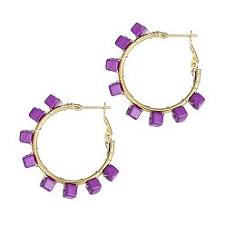 Темная Орхидея 201 из нержавеющей стали акриловые серьги обруча, богемный стиль, золотые, кубические, темные орхидеи, 35 мм