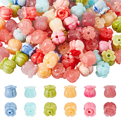 Mixed Color DIY Pendants Making Kit, Including 120Pcs 8 Styles Tulip Synthetic Coral Beads, 120Pcs 304 Stainless Steel Eye Pins, Mixed Color, 8.5x8mm, Hole: 1.5mm