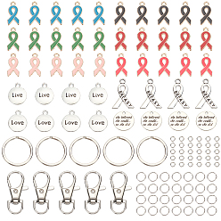 (52) Непрозрачная лаванда Набор для самостоятельного изготовления брелоков на тему ленты осведомленности, в том числе подвески из сплава эмали, железа отделились брелоки, сплав поворотный Lobster Claw застежками, разноцветные, 270 шт / коробка