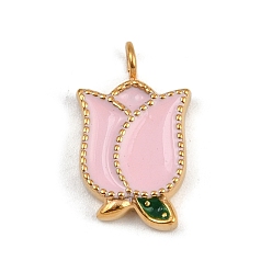 Цветок 304 Подвески из нержавеющей стали с ионным покрытием (IP), с эмалью, без кадмия, без никеля и без свинца, реальный 18 k позолоченный, цветок, 16x10x2.5 мм, отверстие : 2.3 мм