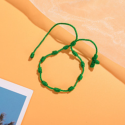 Зеленый Браслеты из переплетенных бусин из нейлонового шнура, Браслеты из четок для пары друзей, зелёные, 6-1/4~11-3/4 дюйм (16~30 см)