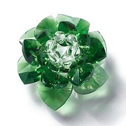 Зеленый Стеклянные бусины тканые, кассетные шарики, лотос, зелёные, 47x25 мм, отверстие : 7 мм