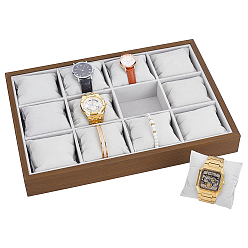 Верблюжий 12 деревянные лотки-органайзеры для часов с отделениями, с бархатными подушками, прямоугольные, верблюжие, 24.6x35.7x4.4 см