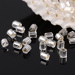Clear FGB Grade A Glass Seed Beads, Hexagon(Two Cut), Silver Lined, Clear, 2x2mm, Hole: 0.5mm, about 42452pcs/pound