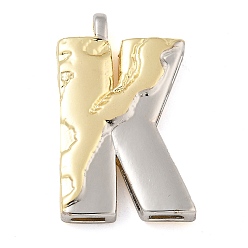 Letter K Латунные подвески, без кадмия, без никеля и без свинца, настоящее 18k позолоченное и платиновое, письмо амулеты, Письмо K, 28x16.8x4 мм, отверстие : 3.5x2 мм