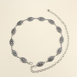 Oval Тибетский стиль сплав цепи цепи живота, античное серебро, овальные, 1350 мм