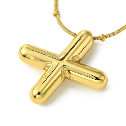 Letter X Ion Plating(IP) Initial Letter 304 Stainless Steel Pendant Necklaces, Real 18K Gold Plated, Letter X, 15.91 inch(40.4cm), pendant: 19.5x16.5mm